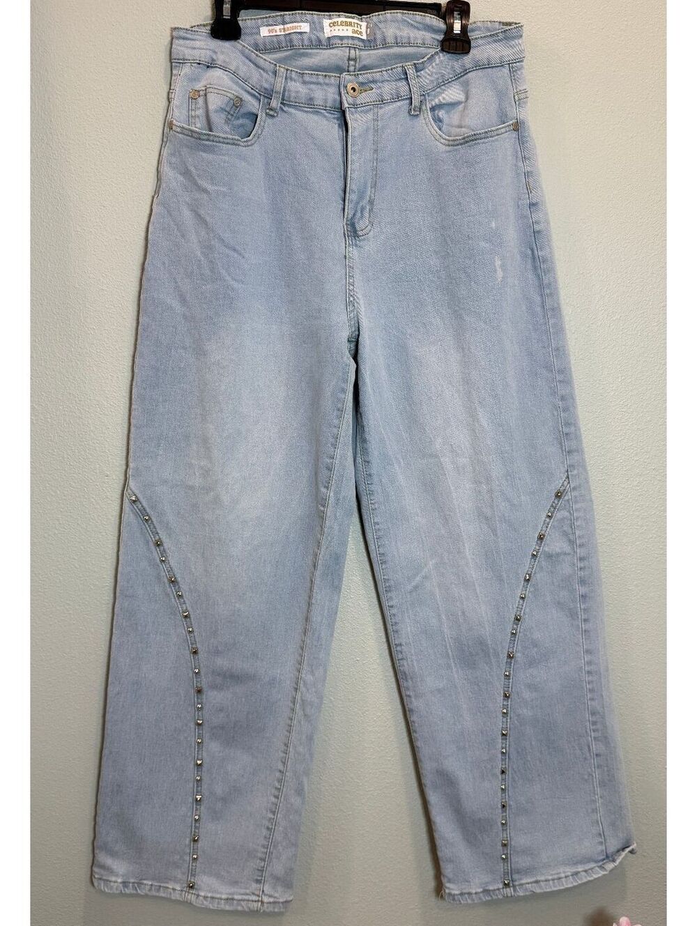 Celebrity Ace 90's Straight Studded Jeans - Women's 18 NWOT
